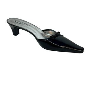 Franco Sarto Black Patent Leather Pointed-Toe Mule